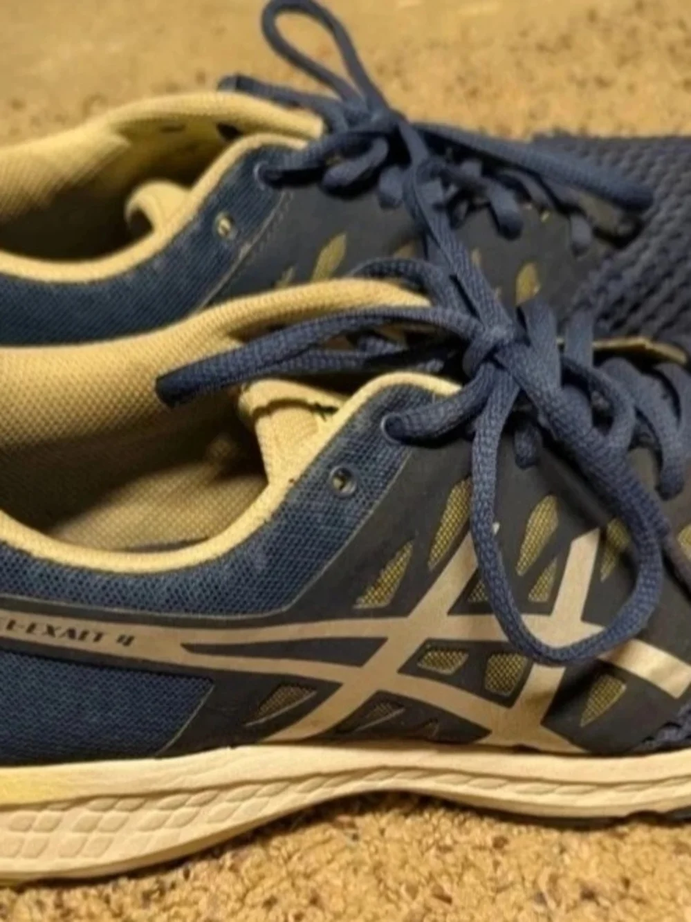 Asics Men's Navy and Yellow Athletic Running Shoes